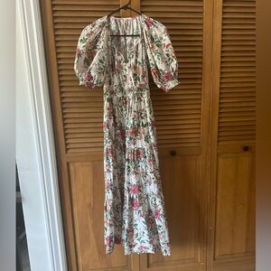 Anthropologie Pink and Green Floral Dress